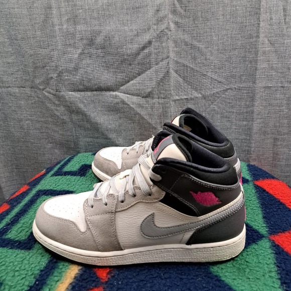 nike Other - Air Jordan 1 Mid White Grey Hyper Pink Size 7Y